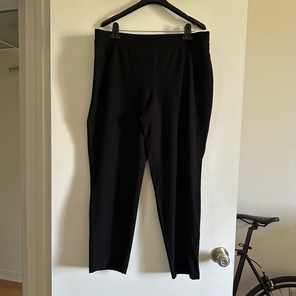 Eileen Fisher Black Stretch Business Casual Straight Leg Pants size Large - Picture 1 of 7